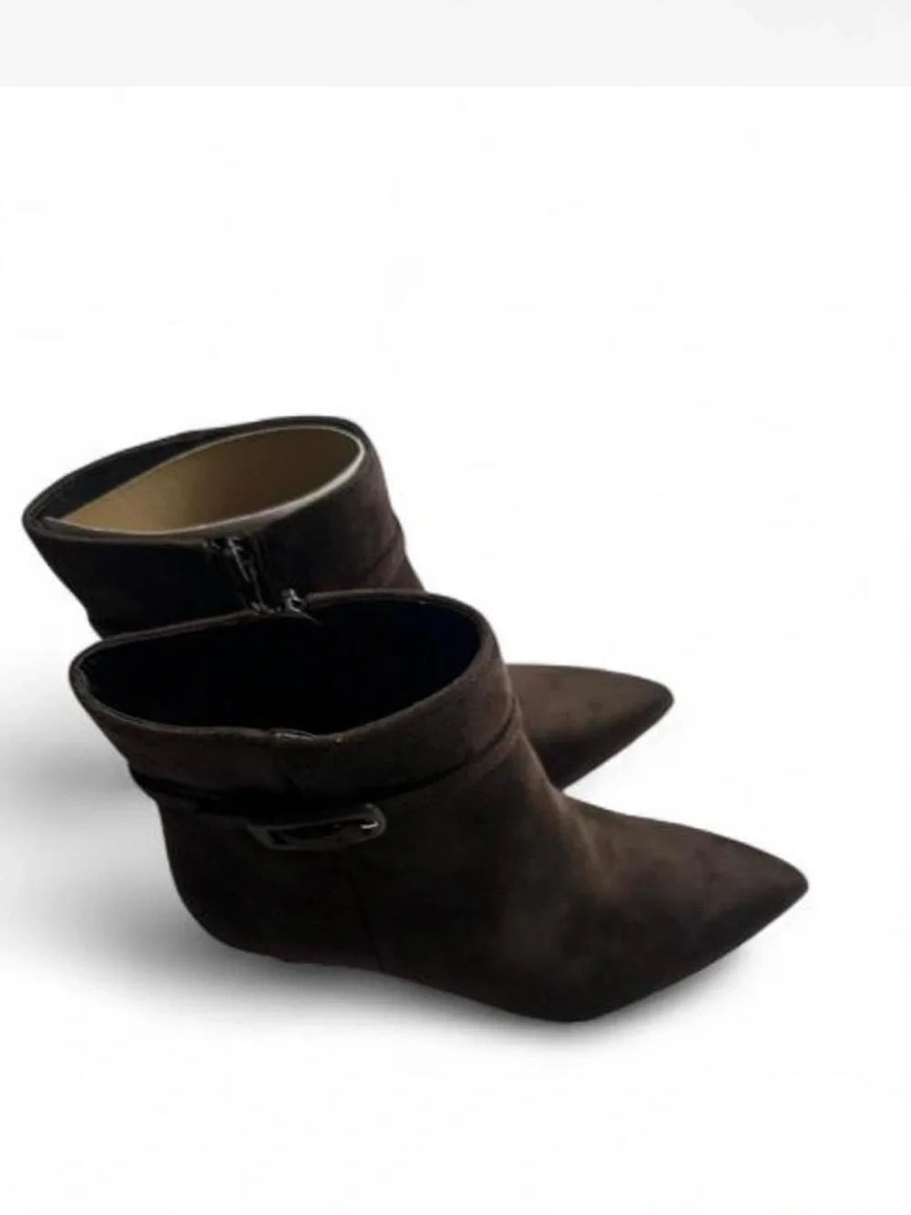 Kelly & Katie Presley Espresso Brown Suede Ankle Boots Kitten Heel. Womens 8.5M.